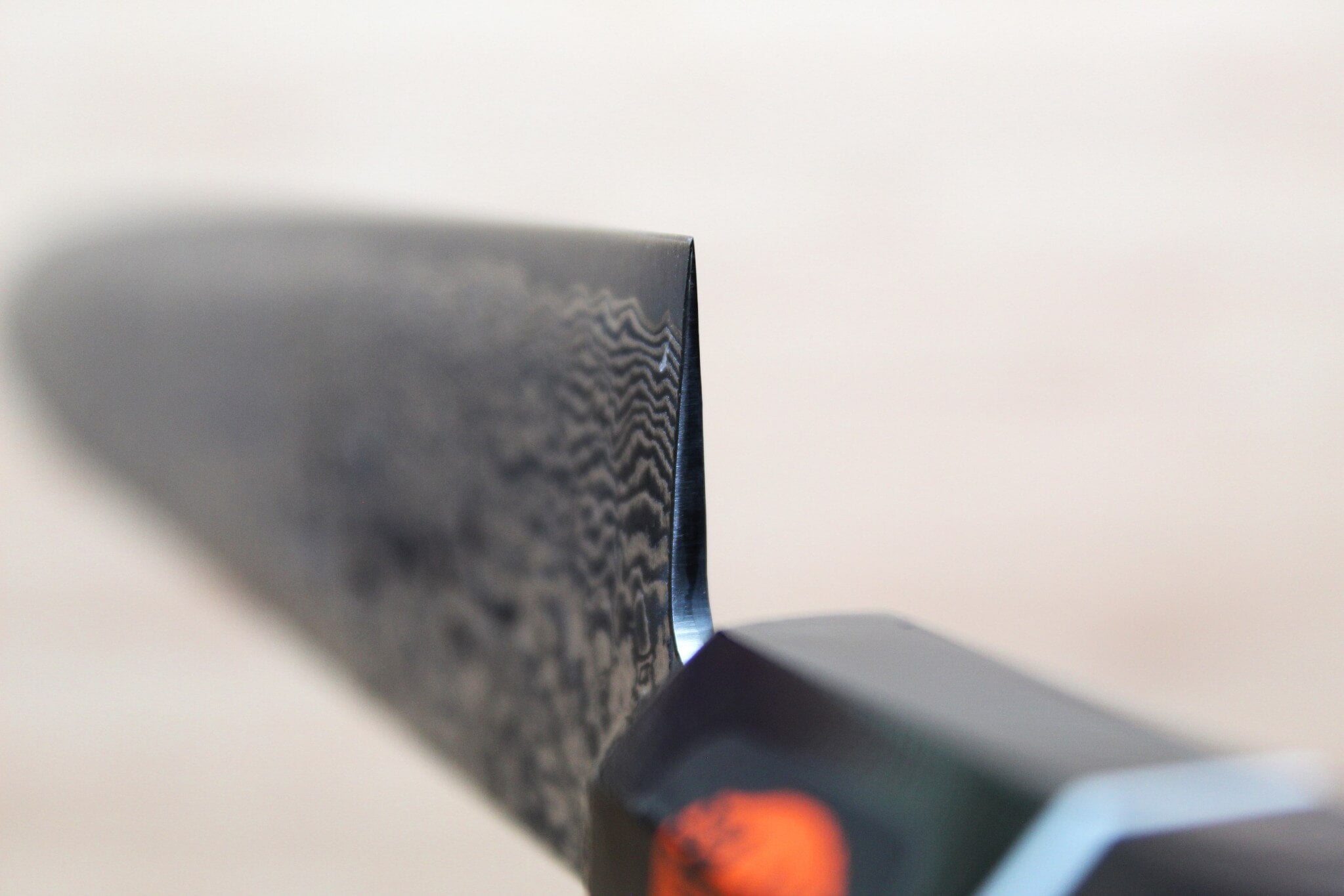 Shigeki Tanaka Habakiri Damascus SG2 Steel Sujihiki with Ebony Handle Buffalo Ferrule 240mm / 9.4"