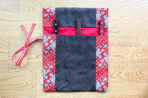 Sayaka Japanese Tatami mat edge Knife Roll Carry Bag for 3 Knives