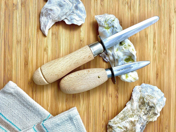 Wood Oyster Brush With Oyster Shucking Knife Kit For Kitchen