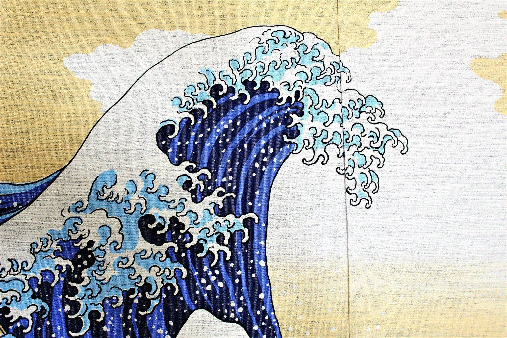 Japanese Noren Curtain with thick fabric - The Great Wave off