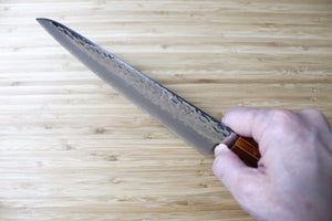 Kitchen Knife - Sakai Takayuki Gyuto Japanese Chef Knife 210 Mm (8.2") Damascus 33 Layer With Brown Lacquered Oak Handle