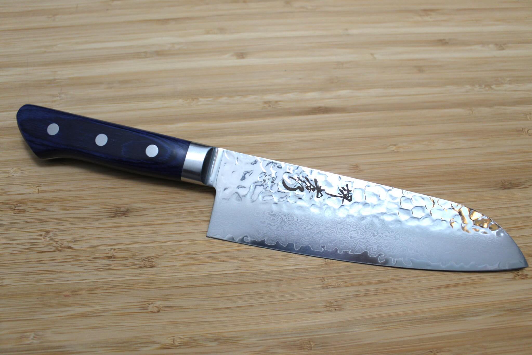 Kitchen Knife - Sakai Takayuki Santoku Knife 170mm (6.6") Damascus 33 Layer With Blue Handle