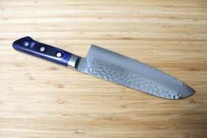 Kitchen Knife - Sakai Takayuki Santoku Knife 170mm (6.6") Damascus 33 Layer With Blue Handle