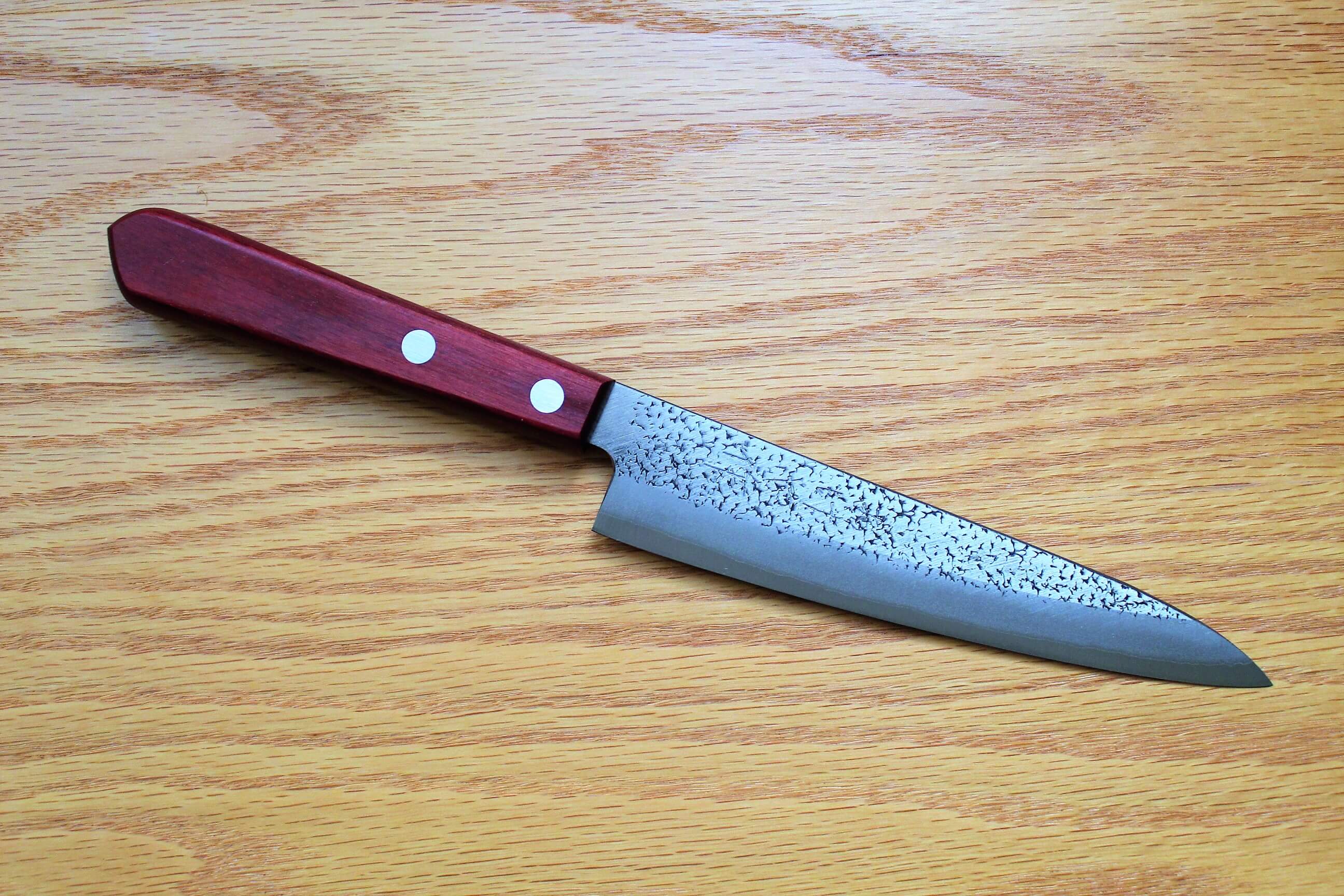 Kitchen Knives - Fujiwara Yasuhiko Aogami Super / Blue Super Steel Petty 150 Mm / 5.9" Red Handle