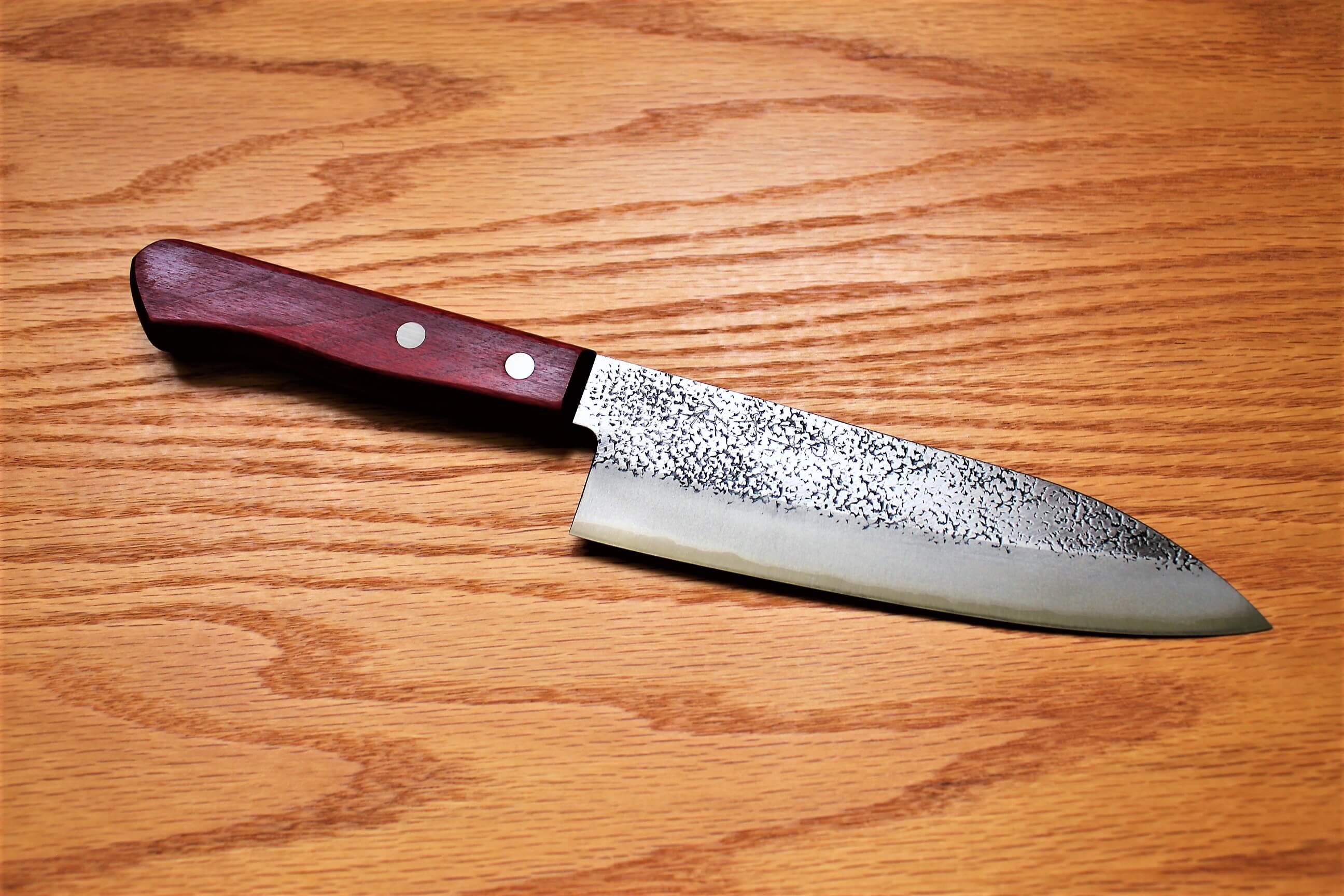Kitchen Knives - Fujiwara Yasuhiko Aogami Super / Blue Super Steel Santoku 165 Mm / 6.5" Red Handle