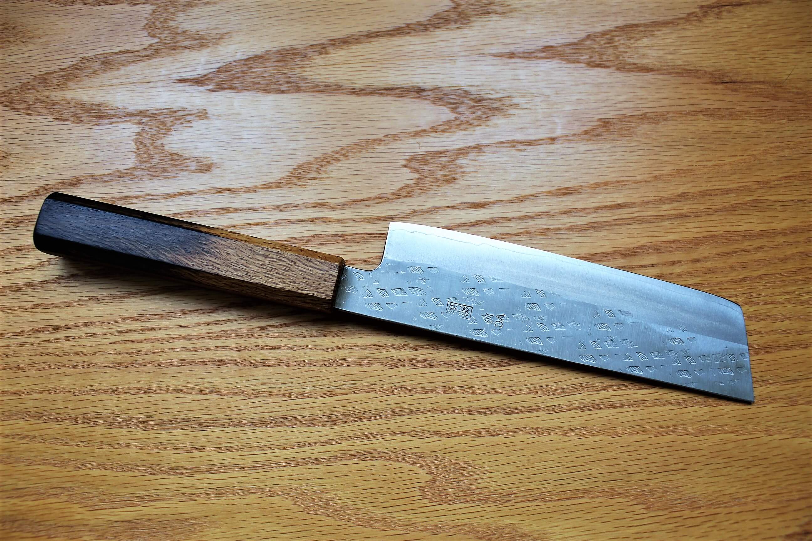 Kitchen Knives - Fujiwara Yasuhiko VG-10 Nakiri With Oak Handle 165mm / 6.5" Oak Handle