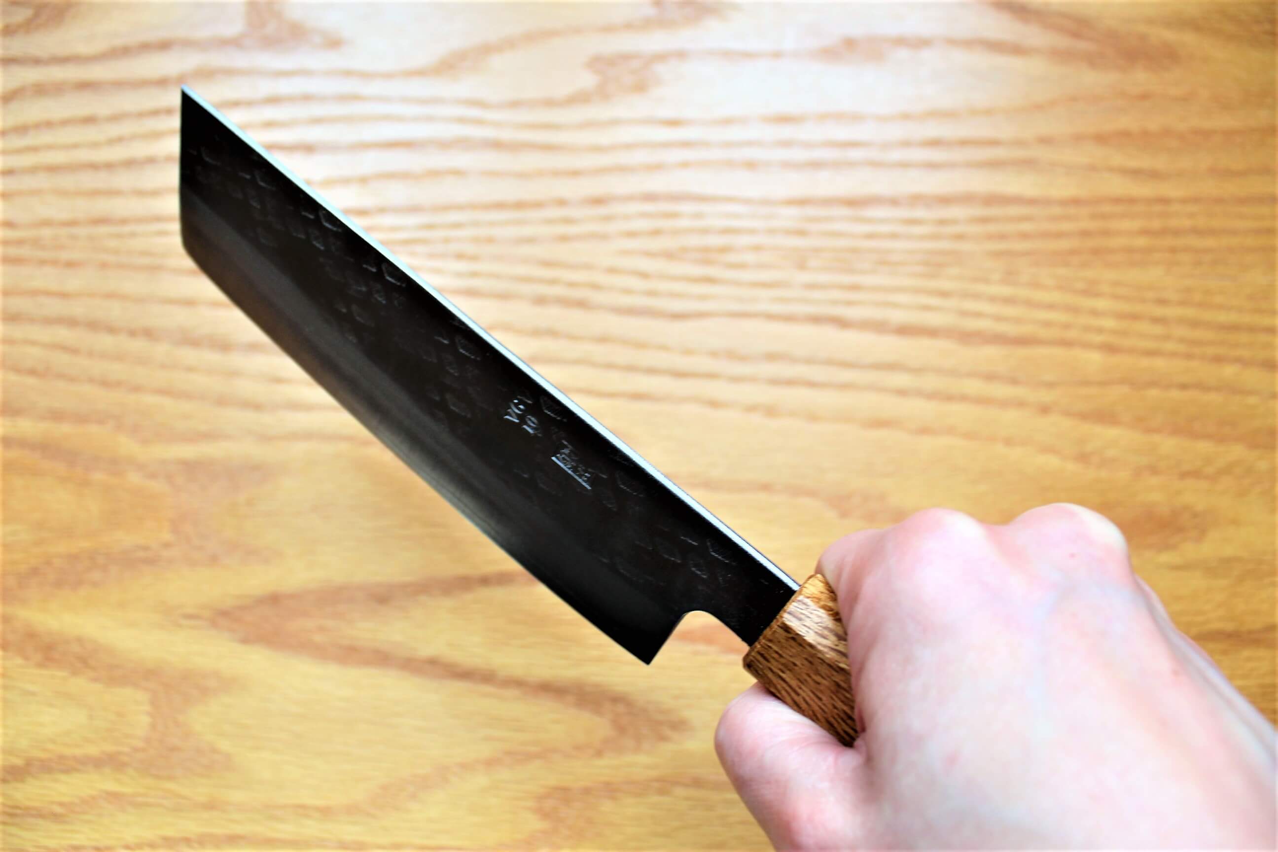 Kitchen Knives - Fujiwara Yasuhiko VG-10 Nakiri With Oak Handle 165mm / 6.5" Oak Handle