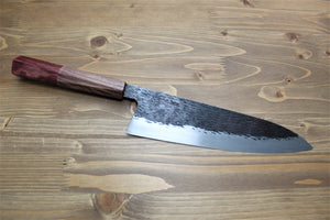 Kitchen Knives - Isamitsu Shirogami #1 / White Steel #1 Gyuto 210 Mm / 8.2" Brown Two Tone Maple And Burberry Handle