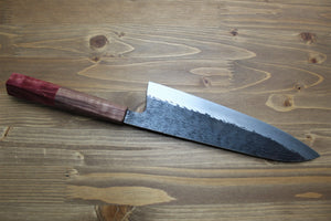 Kitchen Knives - Isamitsu Shirogami #1 / White Steel #1 Gyuto 210 Mm / 8.2" Brown Two Tone Maple And Burberry Handle