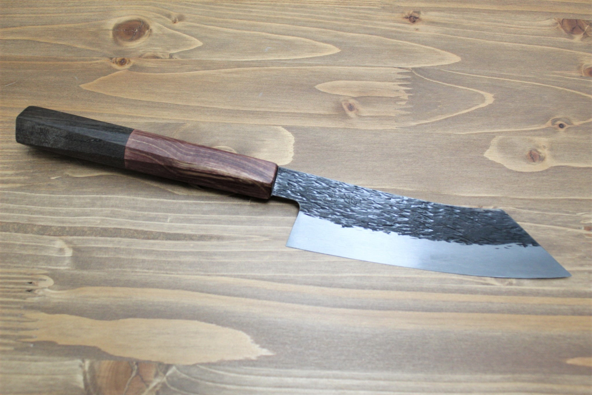 Kitchen Knives - Isamitsu Shirogami #1 / White Steel #1 Kiritsuke 135 Mm / 5.3" Brown Two Tone Maple And Burberry Handle
