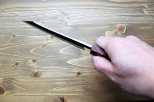 Kitchen Knives - Isamitsu Shirogami #1 / White Steel #1 Kiritsuke 135 Mm / 5.3" Brown Two Tone Maple And Burberry Handle
