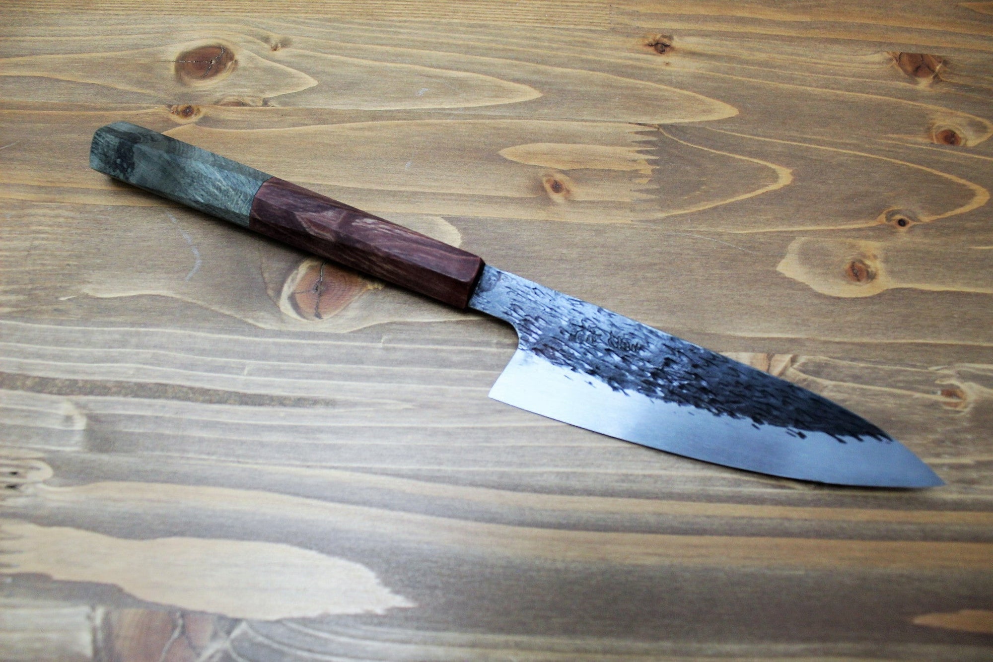 Kitchen Knives - Isamitsu Shirogami #1 / White Steel #1 Petty 120 Mm / 4.7" Brown Two Tone Maple And Burberry Handle