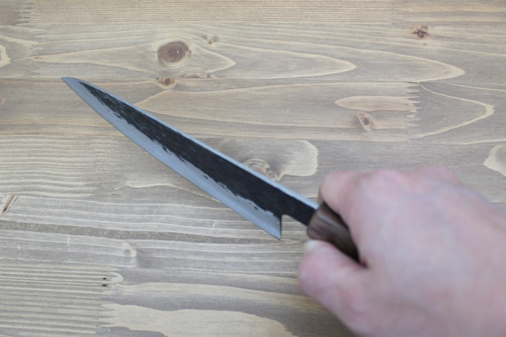 Kitchen Knives - Isamitsu Shirogami #1 / White Steel #1 Petty 150 Mm / 5.9" Brown Two Tone Maple And Burberry Handle