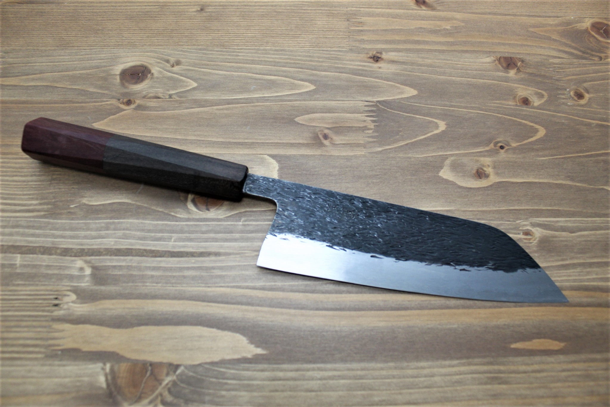 Kitchen Knives - Isamitsu Shirogami #1 / White Steel #1 Santoku 180 Mm / 7.0" Brown Handle