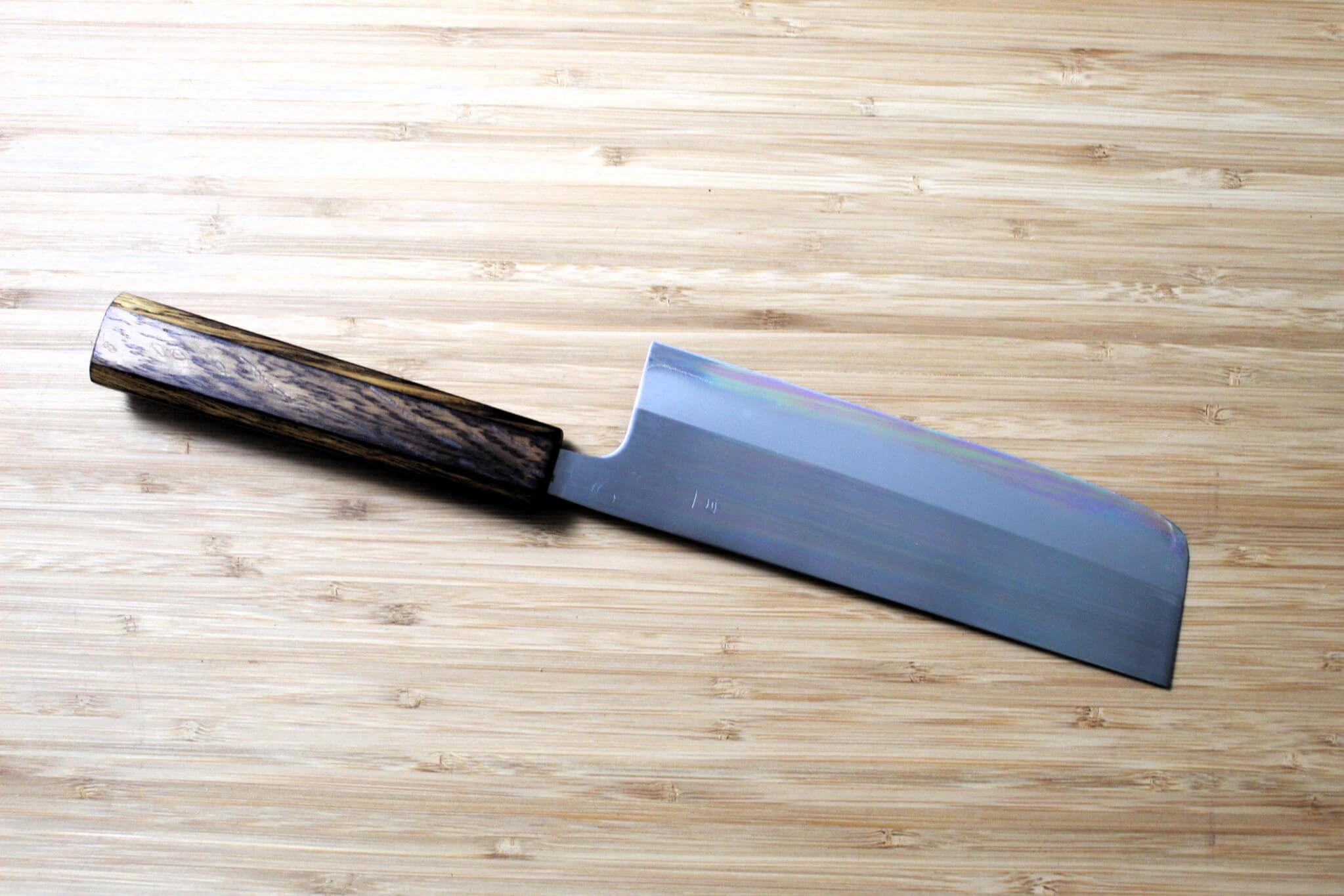OUL Nakiri Shirogami #1 / White Steel #1 Stainless Clad 165 mm (6.5") Burnt Oak Handle