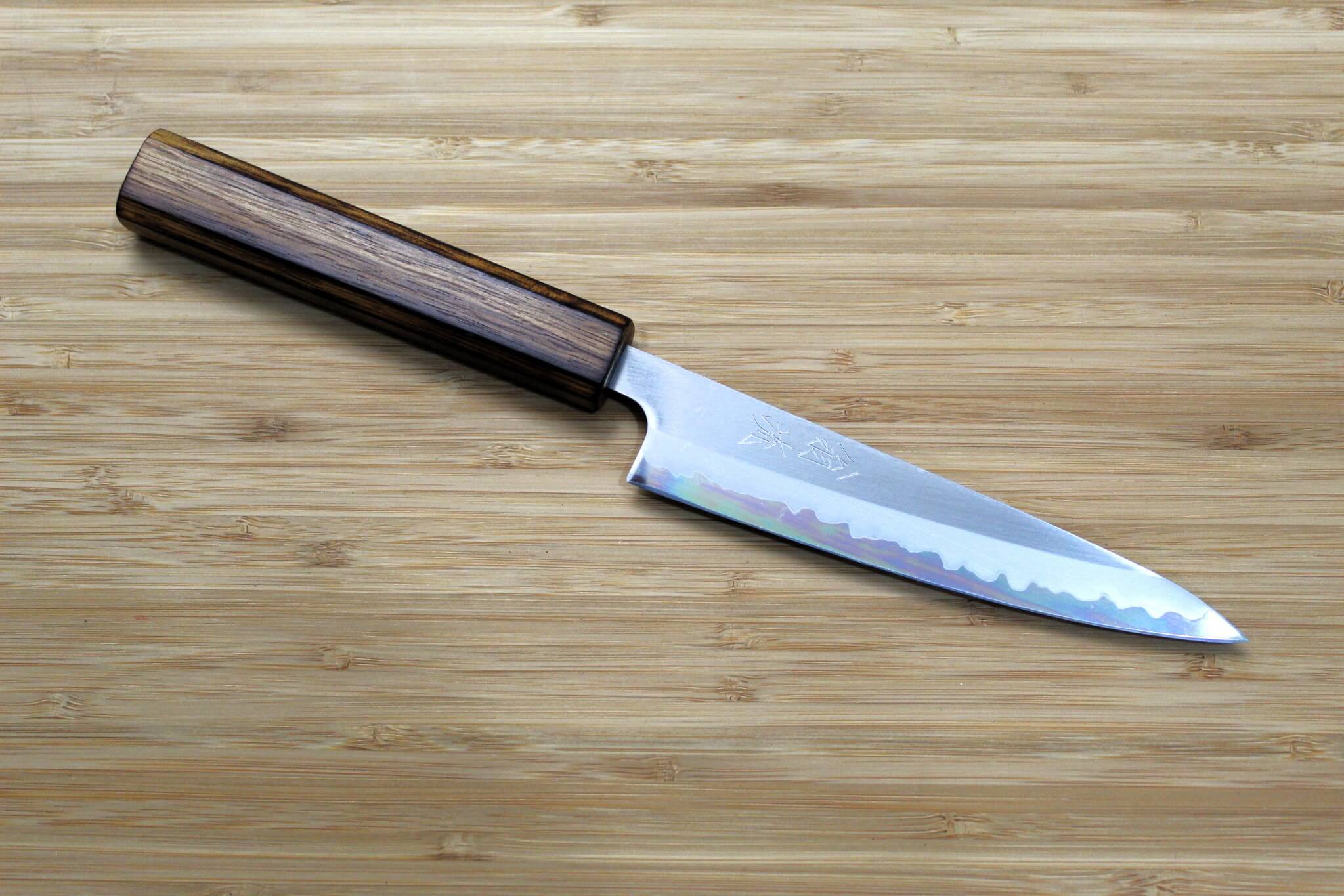 Kitchen Knives - OUL Petty Shirogami #1 / White Steel #1 Stainless Clad 135 Mm / 5.3" Burnt Oak Handle