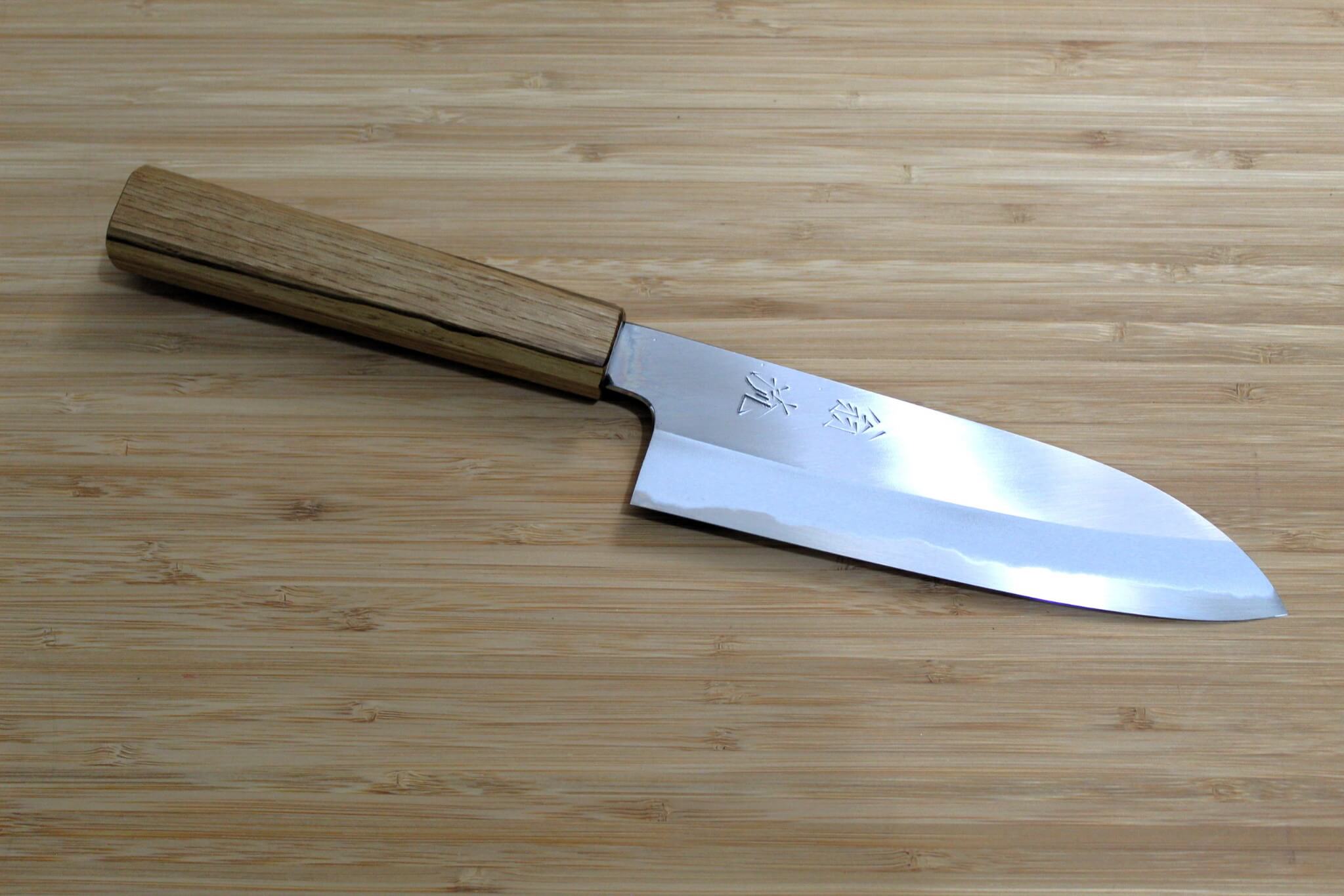 OUL Santoku Aoniko / Blue Steel #2 180mm / 7.0" Oak Handle