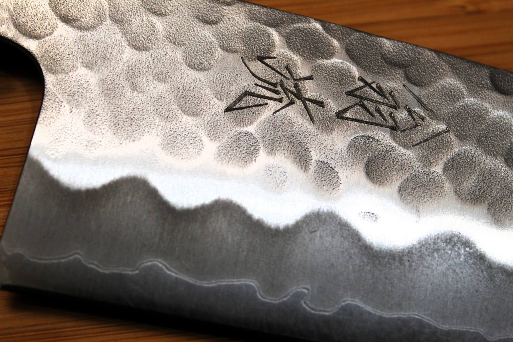 OUL Santoku Hammered Shironiko / White Steel #2 165 mm / 6.5"  Magnolia Handle