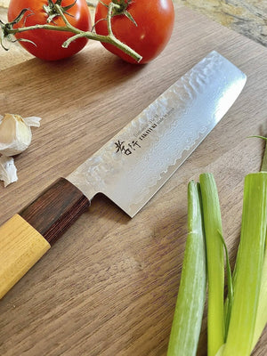 Kitchen Knives - Sakai Takayuki 33 Layer Damascus Nakiri Knife 160mm (6.3") Japanese Handle