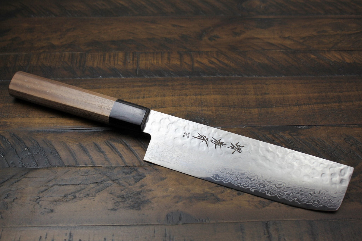 Kitchen Knives - Sakai Takayuki 45 Layer Damascus Nakiri Knife 160mm (6.2") With Walnut Handle