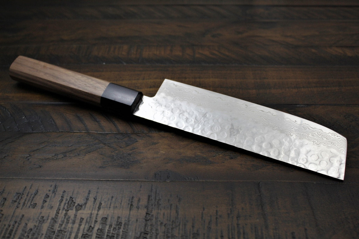 Kitchen Knives - Sakai Takayuki 45 Layer Damascus Nakiri Knife 160mm (6.2") With Walnut Handle