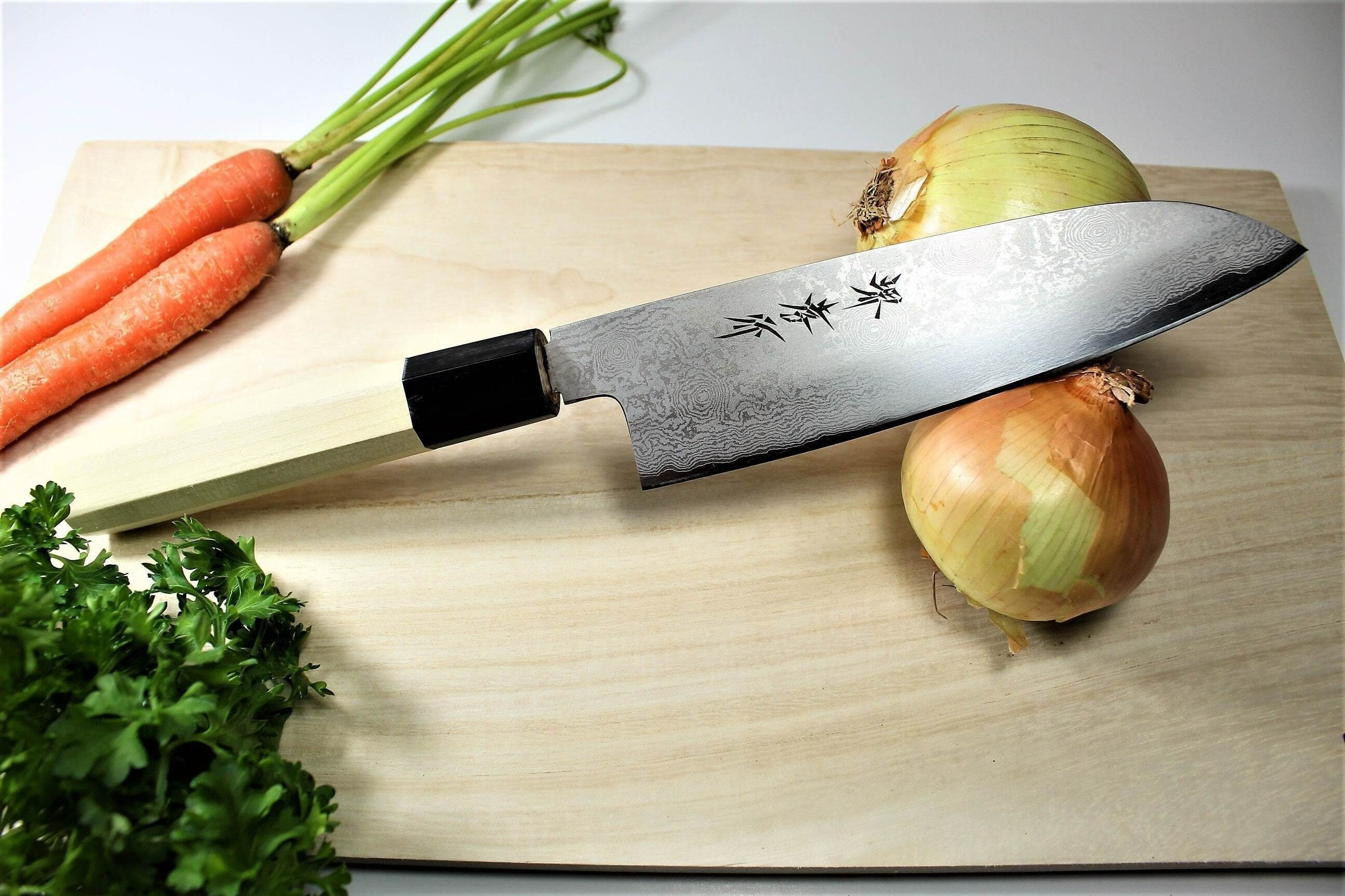 Kitchen Knives - Sakai Takayuki Ginsan Damascus Santoku Knife 180mm (7.1")