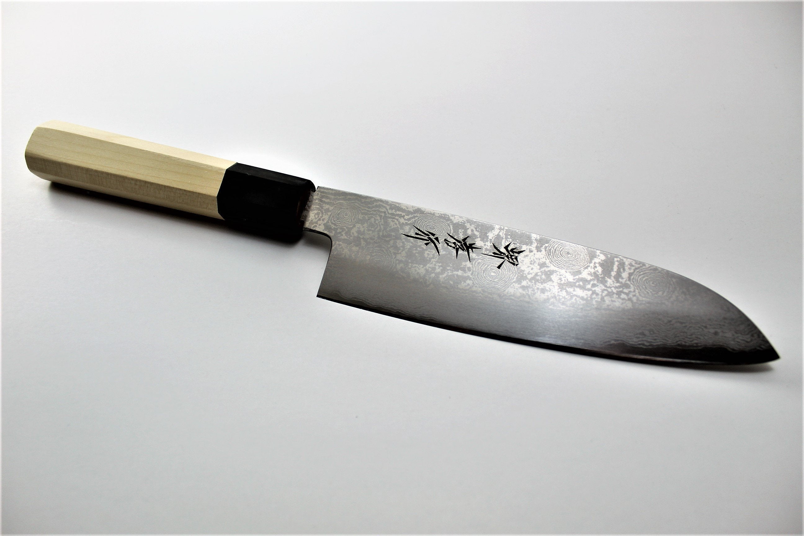 Kitchen Knives - Sakai Takayuki Ginsan Damascus Santoku Knife 180mm (7.1")