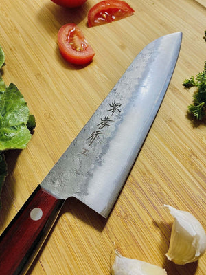 Kitchen Knives - Sakai Takayuki Ginsan Nashiji Santoku Knife 180mm (7.1")