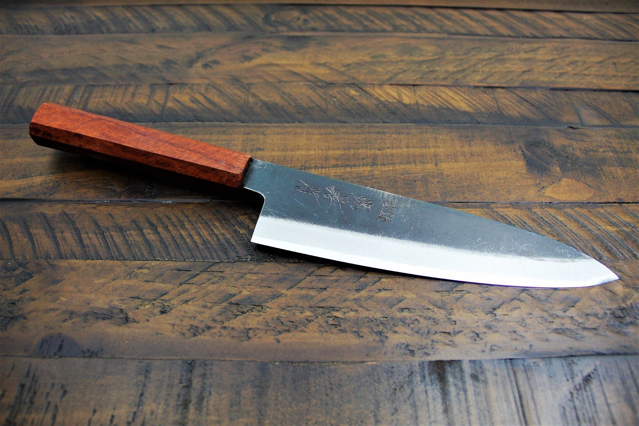 Kitchen Knives - Sakai Takayuki Gyuto Kurouchi Aoniko / Blue Steel #2 210mm (8.3") Japanese Chef Knife - Chinese Quince Handle