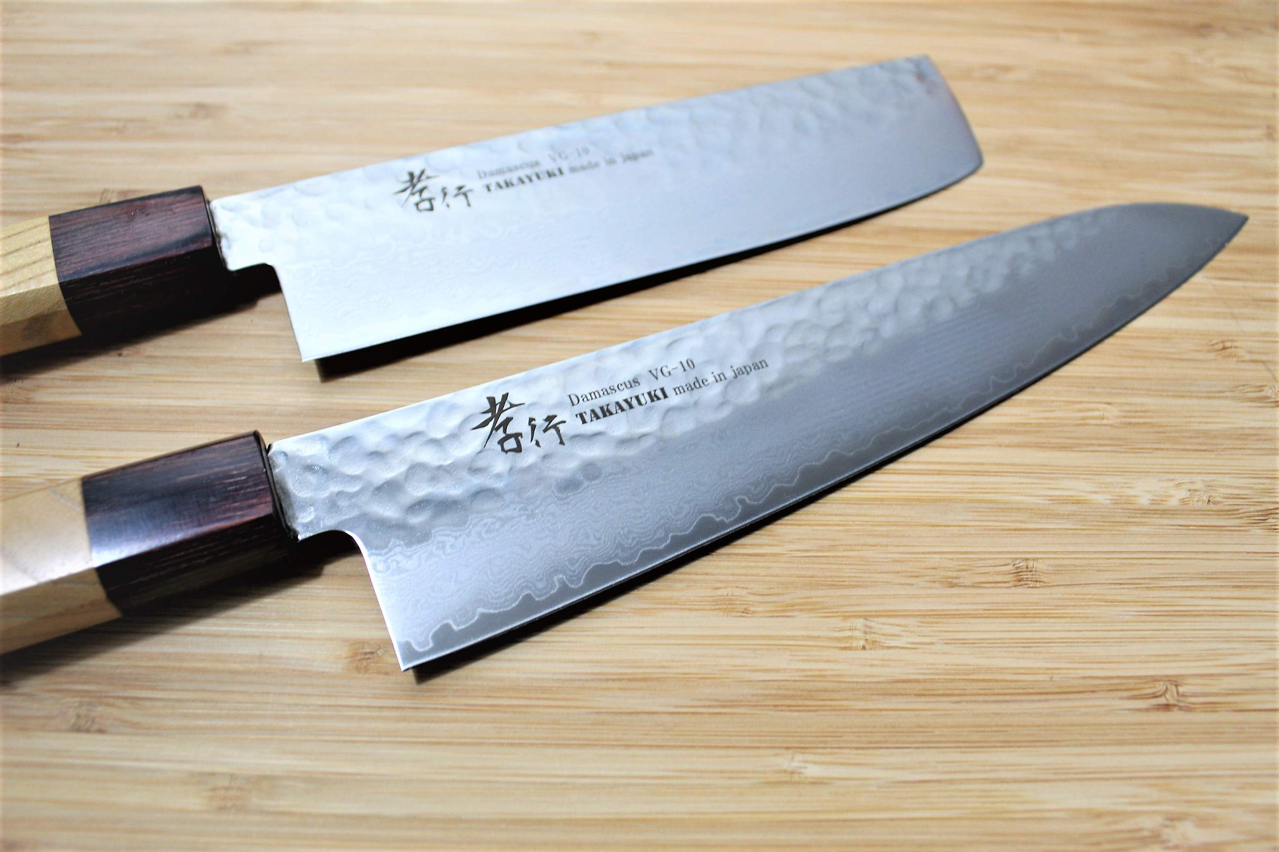 Kitchen Knives - Sakai Takayuki Japanese Knife Set Damascus 33 Layer With Japanese Handle Nakiri Knife 160mm (6.3") Gyuto Chef Knife 210mm (8.3")