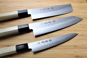 Japanese Knife Kit Satake Set sashimi Santoku Nakiri Set of 3 Knives 
