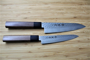 Kitchen Knives - Sakai Takayuki Japanese Knife Set Damascus 45 Layer With Walnut Handle Petty Knife 150mm (5.9")  Gyuto (Chef's Knife) 180mm (7.1")