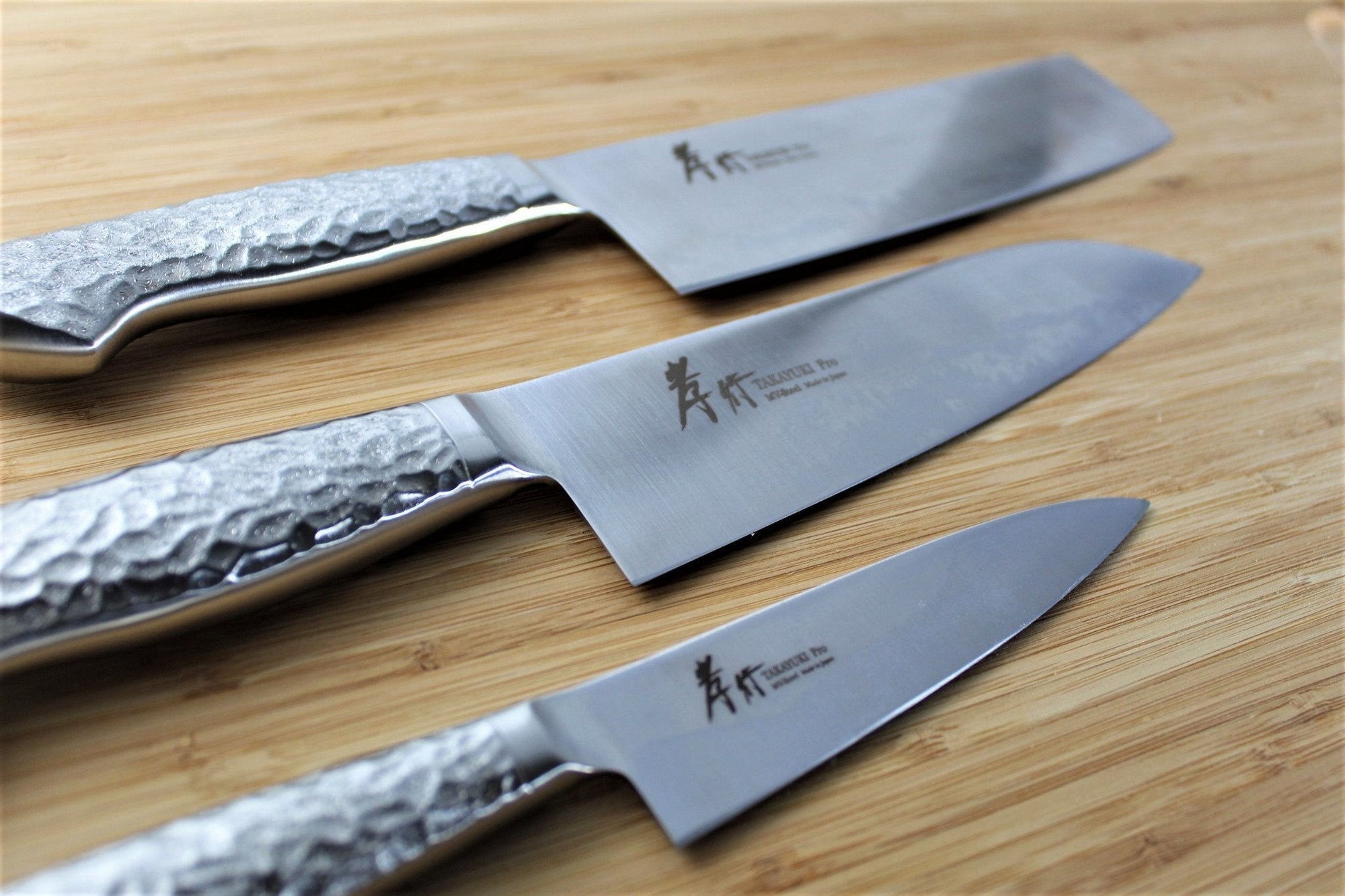 Kitchen Knives - Sakai Takayuki Japanese Knife Set INOX Pro Molybdenum Stainless Steel Petty Knife 120 Mm (4.7") Santoku Knife 180 Mm (7.1")  Nakiri Knife 180 Mm (7.1")