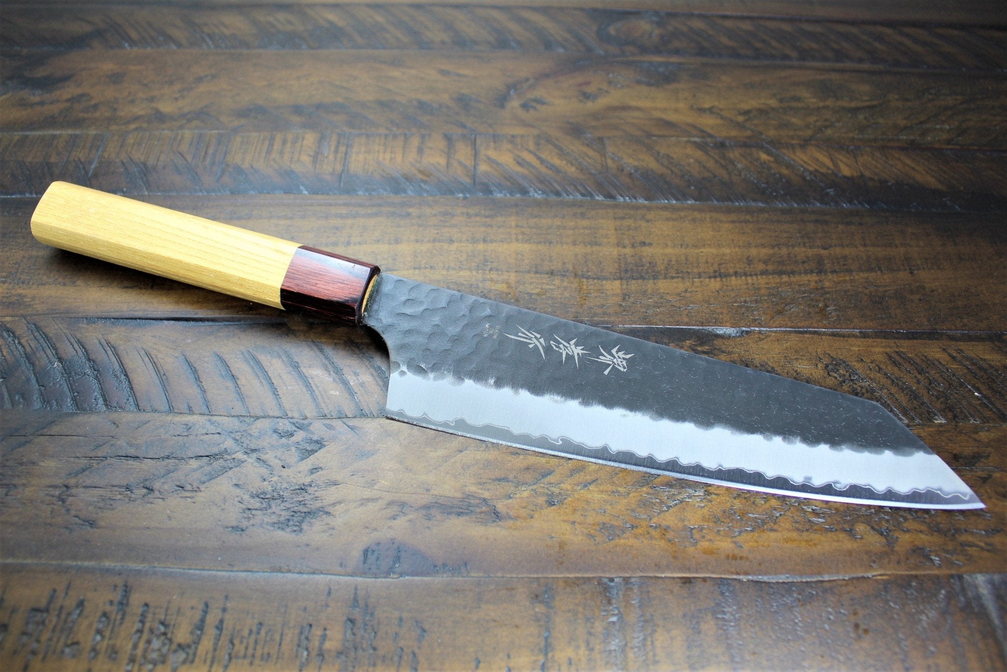 Sakai Takayuki Kengata Gyuto Kurouchi Hammered Finish Aogami