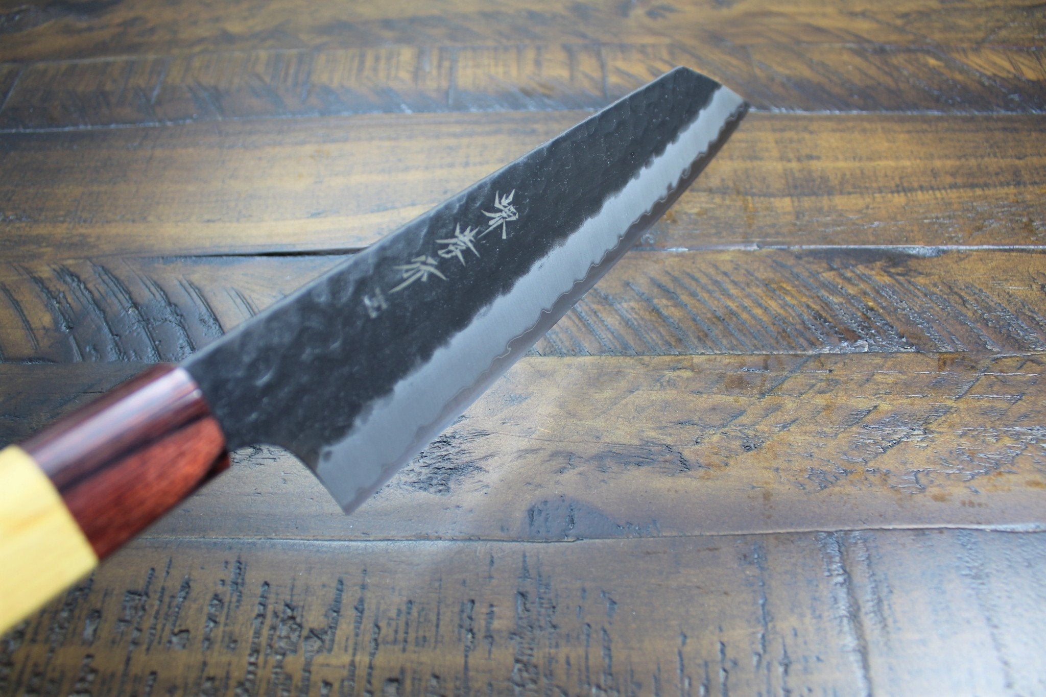 Kitchen Knives - Sakai Takayuki Kengata Gyuto Kurouchi Hammered Finish Aogami Super 190mm (7.5") Japanese Chef Knife