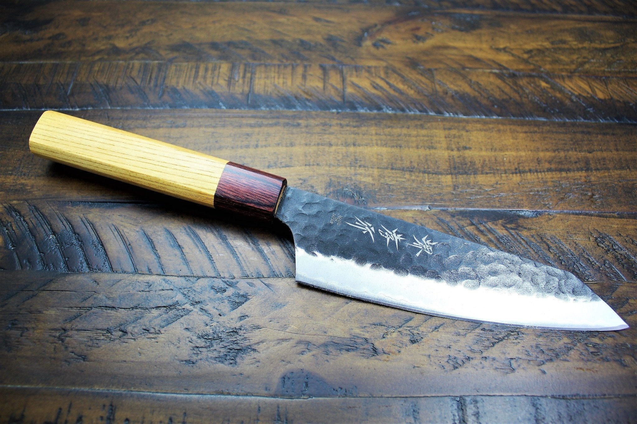 Kitchen Knives - Sakai Takayuki Kengata Santoku 160mm (6.3") Aogami Super Kurouchi Hammered Finish