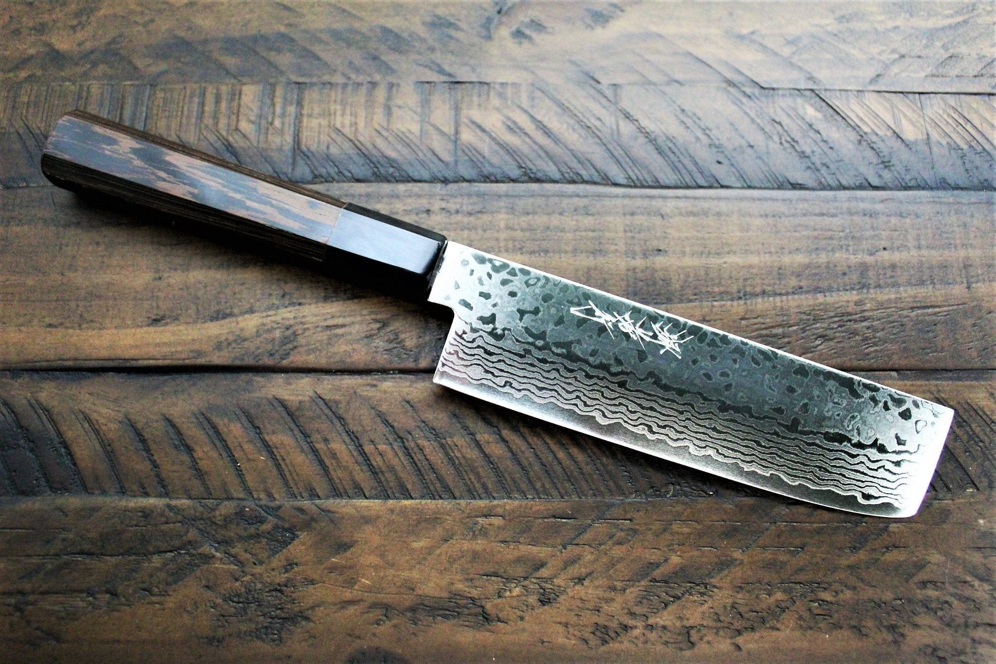 Kitchen Knives - Sakai Takayuki Nakiri Knife 165mm (6.5") Damascus 69 Layer - Ginga