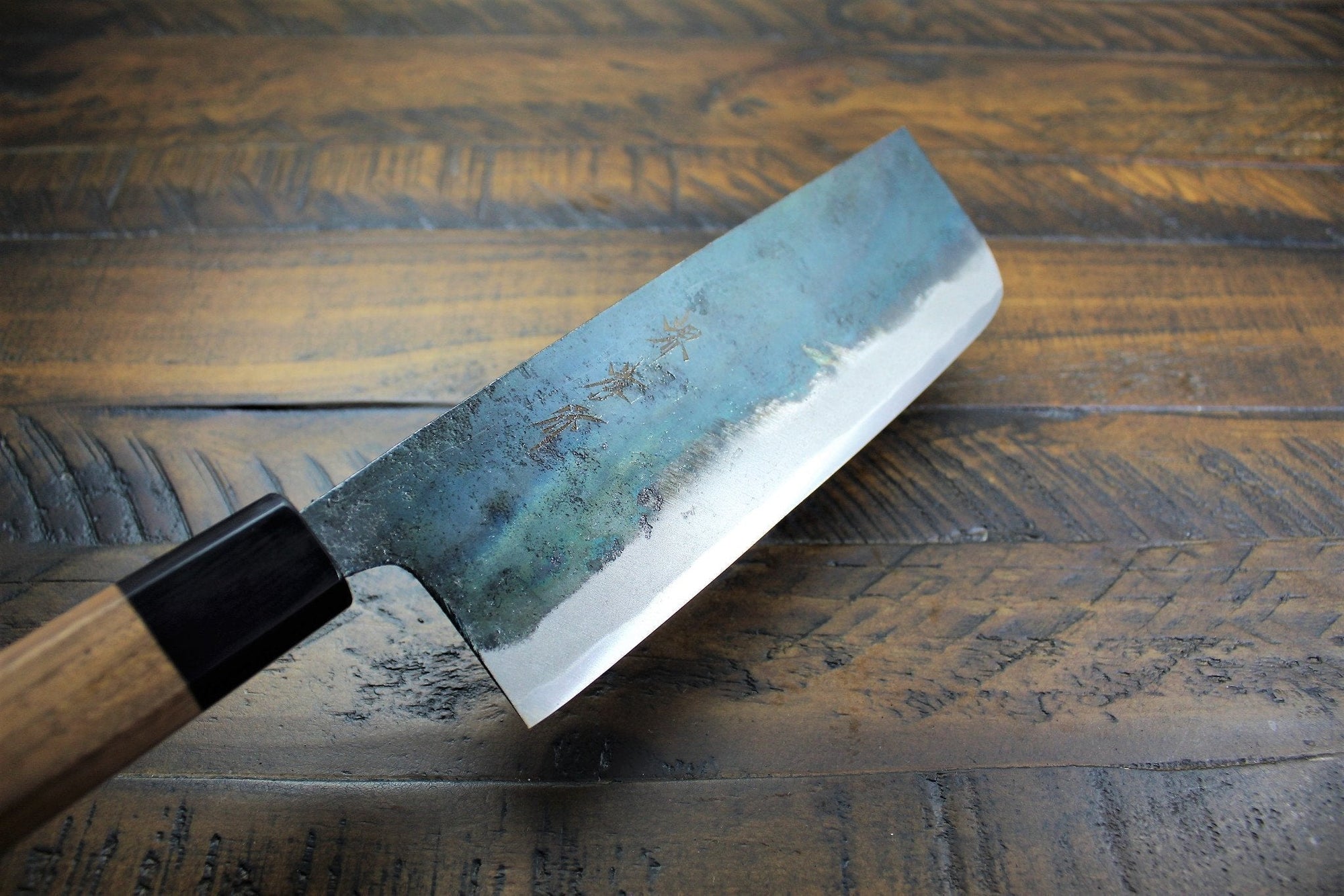 Kitchen Knives - Sakai Takayuki Nakiri Knife 170mm (6.7") Kurouchi Aoniko  / Blue Steel #2