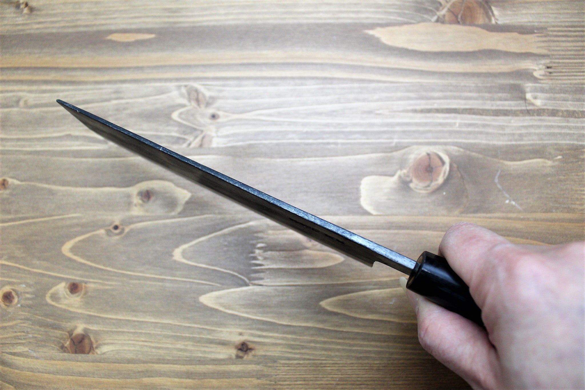 Kitchen Knives - Sakai Takayuki Nakiri Knife 180mm (7.0") Kurouchi Aoniko  / Blue Steel #2 With Buffalo Horn