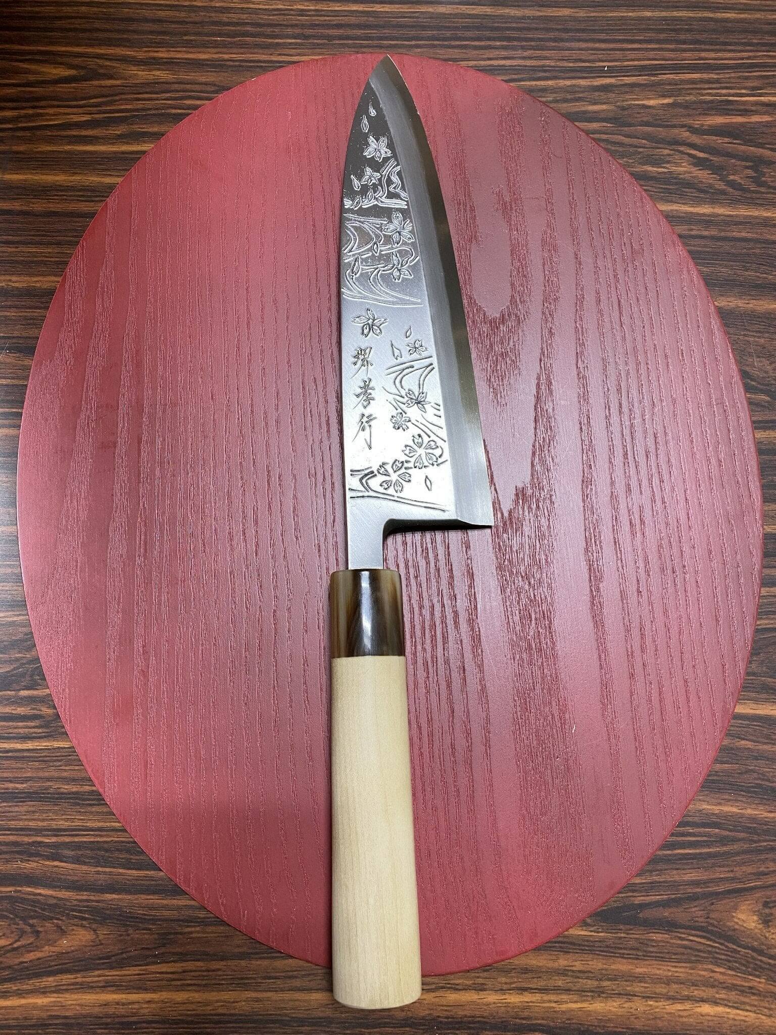Kitchen Knives - Sakai Takayuki Pre Order Purchase Custom Order Decorative Deba Knife With Buffalo Horn Handle White Steel 210mm (8.3")