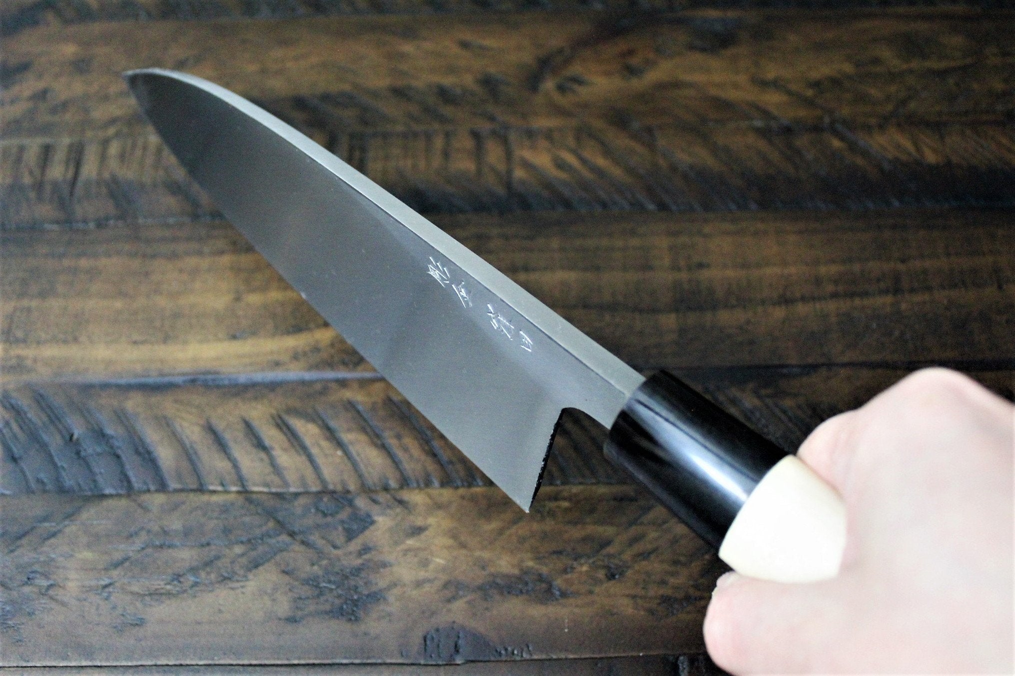 Kitchen Knives - Sakai Takayuki Pre Order Purchase Custom Order Decorative Deba Knife With Buffalo Horn Handle White Steel 210mm (8.3")