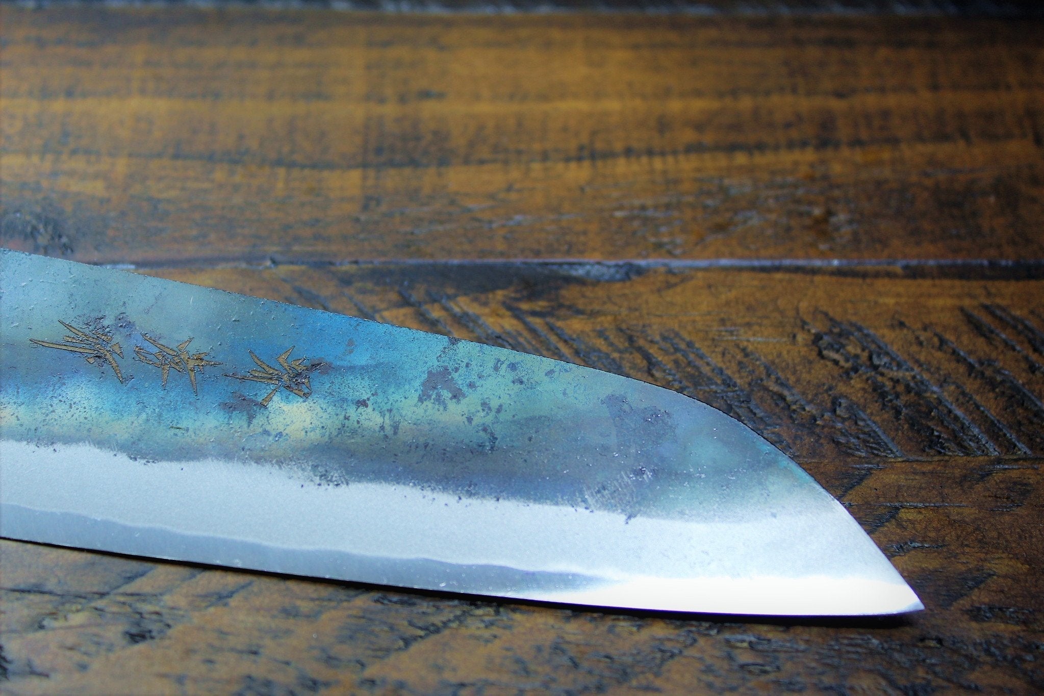 Kitchen Knives - Sakai Takayuki Santoku 170mm (6.7") Kurouchi Aoniko / Blue Steel #2