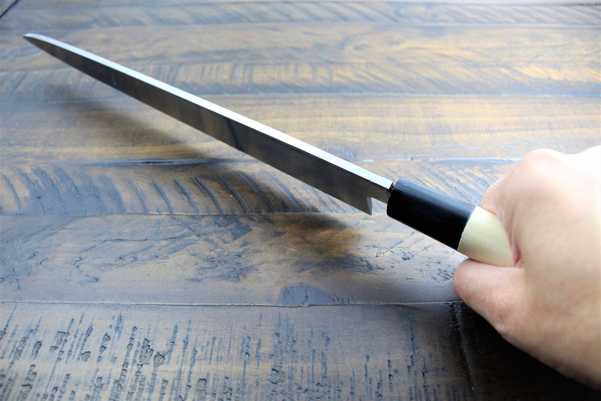 Kitchen Knives - Sakai Takayuki Shobu Knife White Steel 300mm (11.8") With Buffalo Horn Handle Kasumi Togi