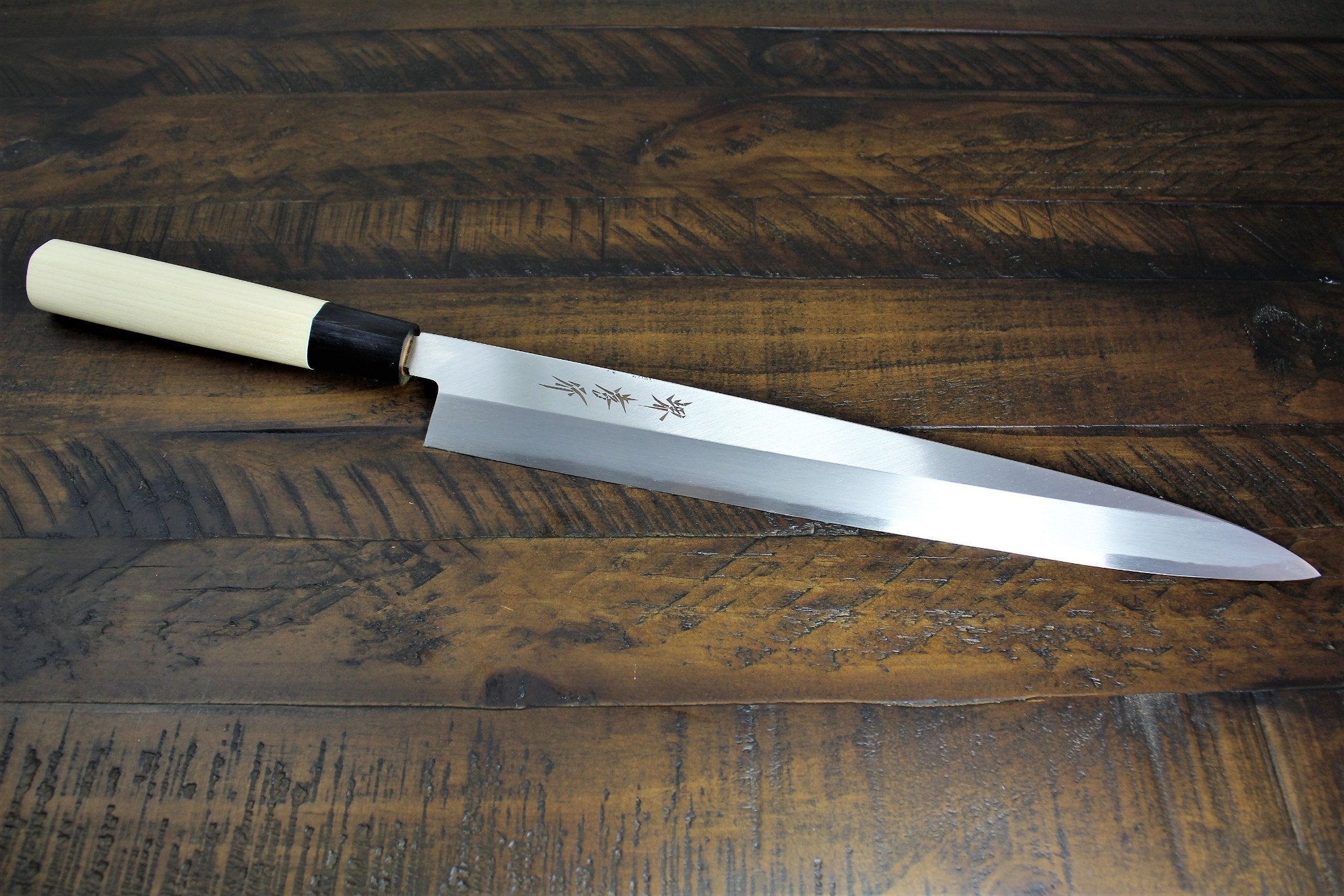 Kitchen Knives - Sakai Takayuki Shobu Knife White Steel 300mm (11.8") With Buffalo Horn Handle Kasumi Togi
