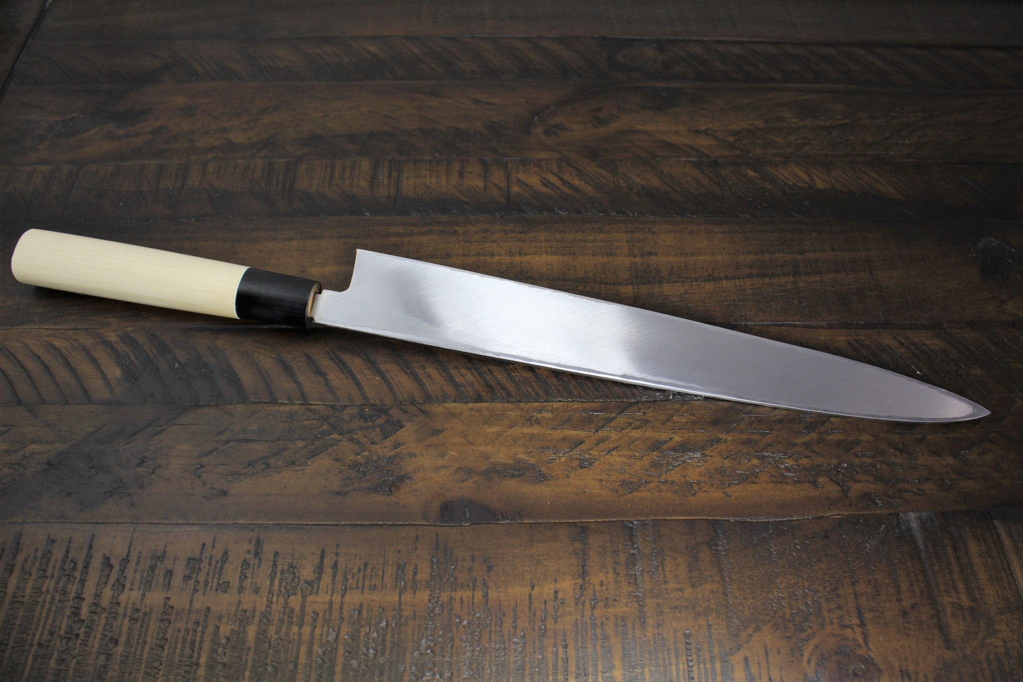 Kitchen Knives - Sakai Takayuki Shobu Knife White Steel 300mm (11.8") With Buffalo Horn Handle Kasumi Togi