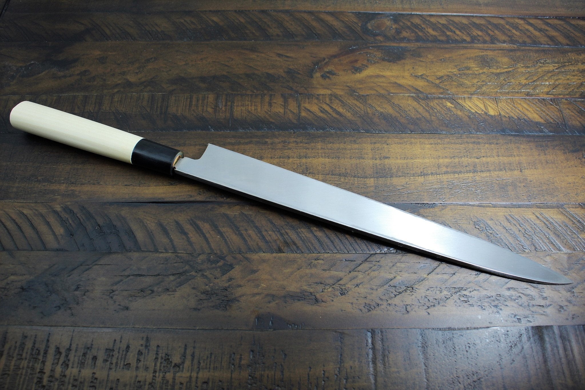Kitchen Knives - Sakai Takayuki Shobu Knife White Steel 300mm (11.8") With Buffalo Horn Handle Kasumi Togi