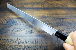 Kitchen Knives - Sakai Takayuki Takohiki Slicer Knife With Buffalo Horn Handle White Steel #2 Kasumi Togi Sakai Takayuki
