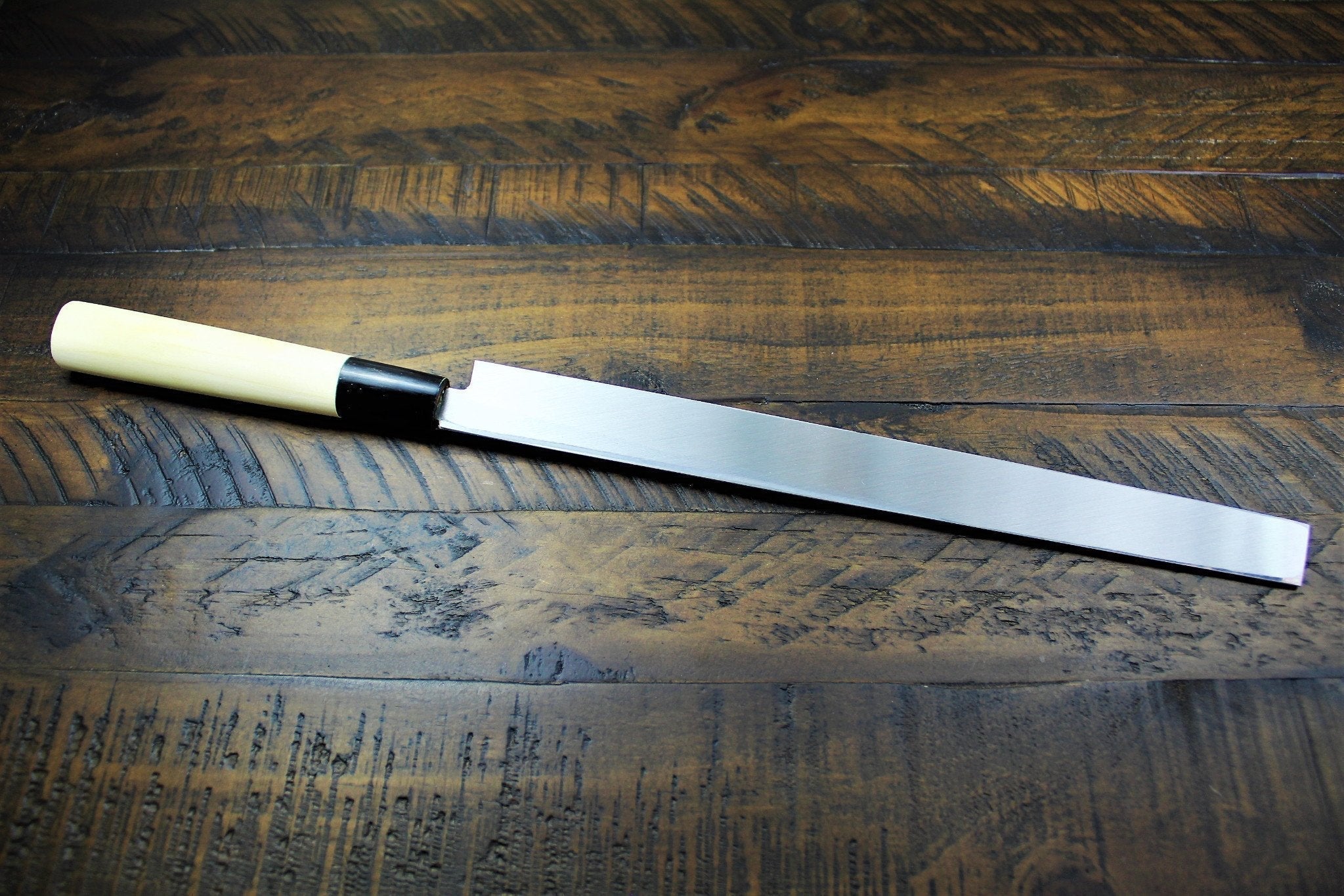 Kitchen Knives - Sakai Takayuki Takohiki Slicer Knife With Buffalo Horn Handle White Steel #2 Kasumi Togi Sakai Takayuki