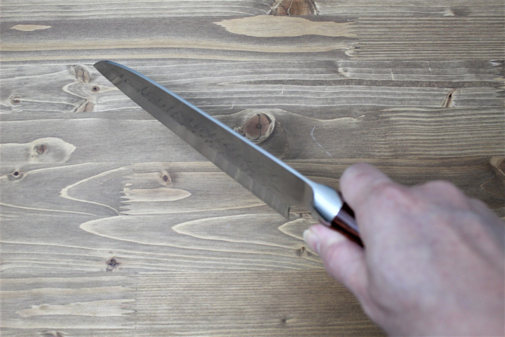 Kitchen Knives - Sawakazuma Ginsho SRS13 Santoku 180 Mm / 7.0" Desert Ironwood Handle