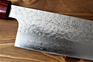 Kitchen Knives - Sawakazuma Setsukei VG-10 Damascus Nakiri Knife 165 Mm / 6.5" Rosewood Handle